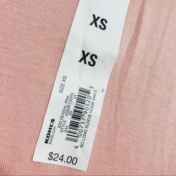 NWT Silky long sleeve blush top, curly hems - Picture 2 of 8